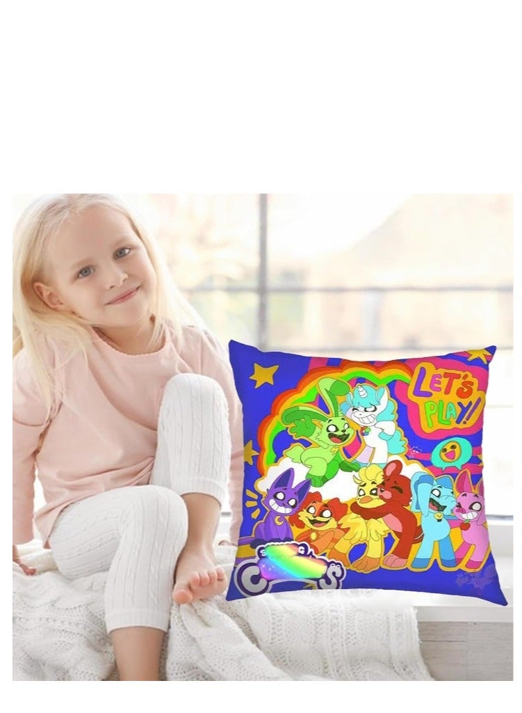 XiuWoo Smiling Critters Throw Pillow Covers Case Cover Square Cushion Cover Smiling Critters Cartoon peripheral,Animal Cushion Covers Pillow Case Cover for Sofa Car Bedroom Home Decor - Image 2