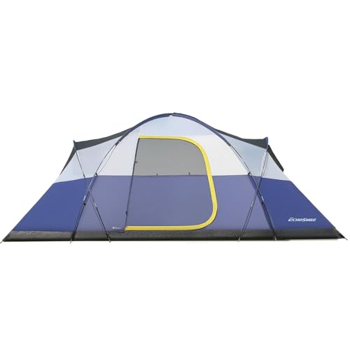 EchoSmile 10-12 Person Large Family Camping Tent, Waterproof Windproof Spacious Cabin Tent with Removable Rainfly, Easy Setup 3-Season Outdoor Shelter for Group Trips - Navy & Yellow - Image 2