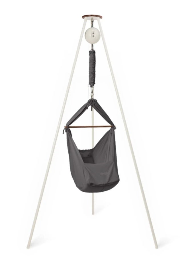 مونبون مجموعة نوم الأطفال الكلاسيكية من مونبون - أرجوحة نظام نوم عضوي | تتضمن محرك بلوتوث وحامل ثلاثي القوائم | تصميم دنماركي لنوم أفضل للطفل (حجري، حامل ثلاثي القوائم أبيض) - Image 1