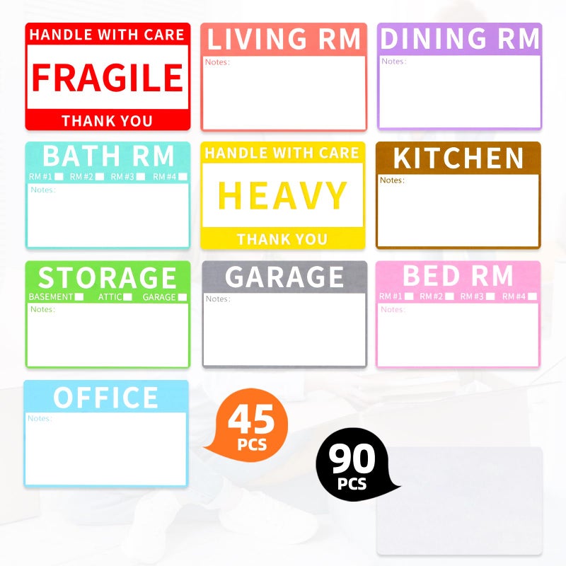 Azureal 540 PCS Moving Labels, 10 Color Coded Moving Stickers Including Fragile, Heavy and Blank Labels, 2'' x 3'' Packing Labels for Moving Boxes, Moving Supplies, Wardrobe Boxes, Apartment Sticker - Image 3