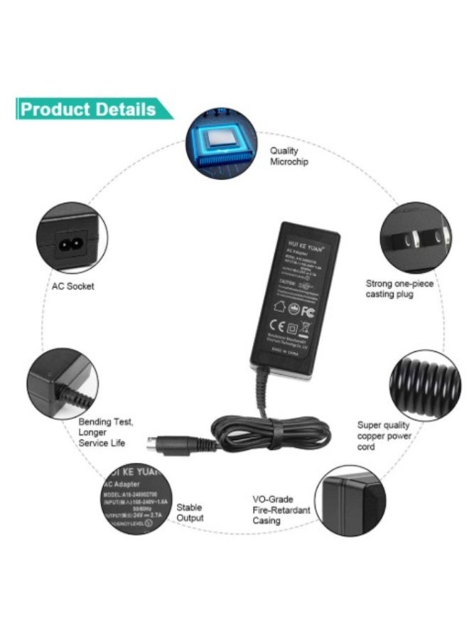 Terabyte محول طاقة 24 فولت (3 دبابيس) متوافق مع طابعة الإيصالات الحرارية Epson POS ReadyPrint (C31CD52062) بديل لكابل شاحن الطاقة المتنقل - Image 2