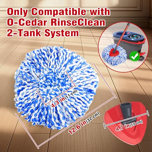 NEWE Mop Heads Replacements 2 Pack with Triangle Base for O-Cedar RinseClean 2 Tank System, Microfiber Spin Mops Replace Refills for Deep Cleaning All Floors - Image 2