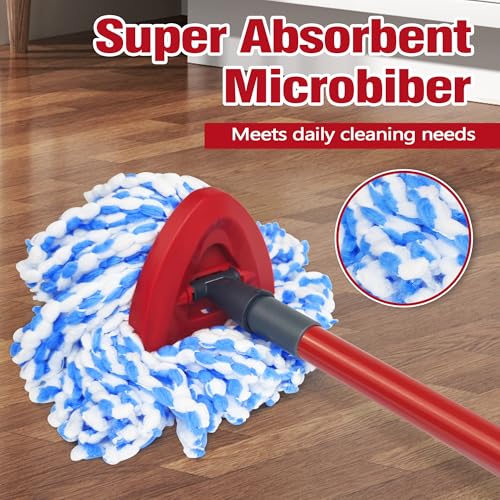 NEWE Mop Heads Replacements 2 Pack with Triangle Base for O-Cedar RinseClean 2 Tank System, Microfiber Spin Mops Replace Refills for Deep Cleaning All Floors - Image 5