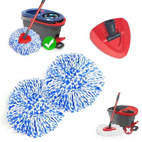 NEWE Mop Heads Replacements 2 Pack with Triangle Base for O-Cedar RinseClean 2 Tank System, Microfiber Spin Mops Replace Refills for Deep Cleaning All Floors - Image 1