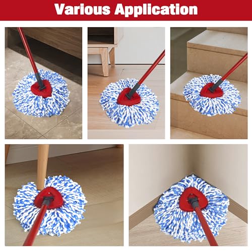 NEWE Mop Heads Replacements 2 Pack with Triangle Base for O-Cedar RinseClean 2 Tank System, Microfiber Spin Mops Replace Refills for Deep Cleaning All Floors - Image 3