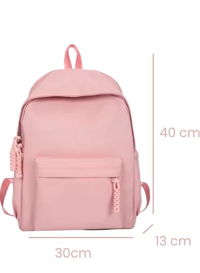 SamoDani Plain Color Backpack, Simple Elegant, Solid Color, Pink - Image 3
