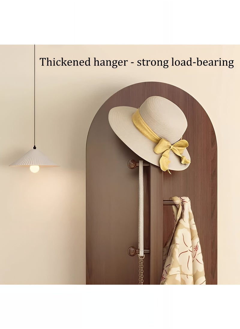 Taimi 360° Rotating Full Length Mirror with Clothes Hanger and Storage Shelf, Multifunctional Floor Mirror for Bedroom and Living Room, Walnut Color - 166x46cm  - Image 4
