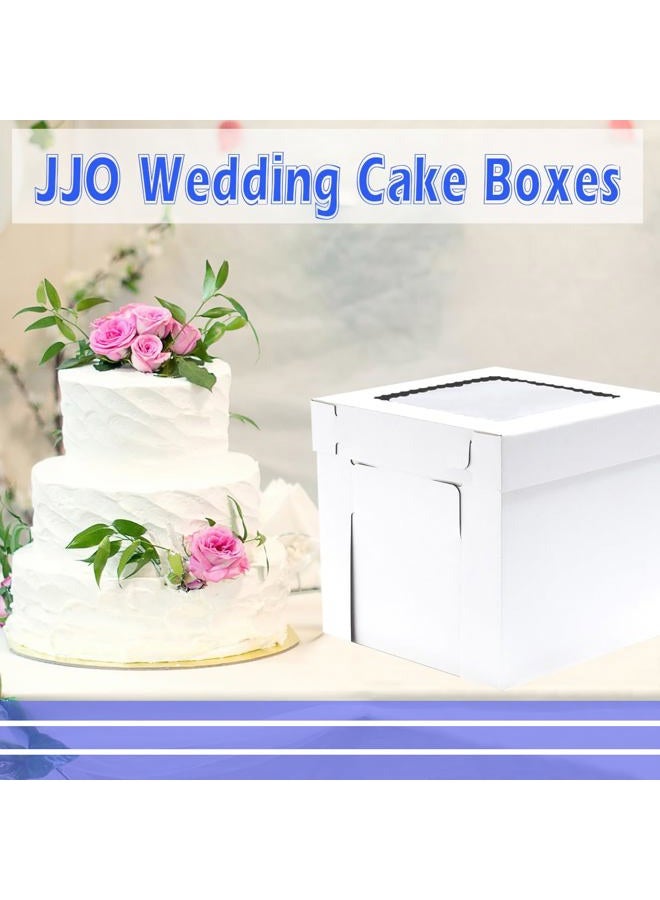 JJO Tall Cake Boxes for Tier Cakes, 14x14x12 Inches 4 Pack,Tiered Cake Boxes with Window,Disposable Cake Containers, Sturdy Tall Cake Carrier, Layer Cake Carrier,Wedding Cake Boxes - Image 4