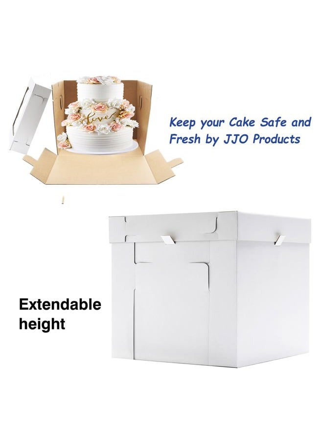 JJO Tall Cake Boxes for Tier Cakes, 14x14x12 Inches 4 Pack,Tiered Cake Boxes with Window,Disposable Cake Containers, Sturdy Tall Cake Carrier, Layer Cake Carrier,Wedding Cake Boxes - Image 5