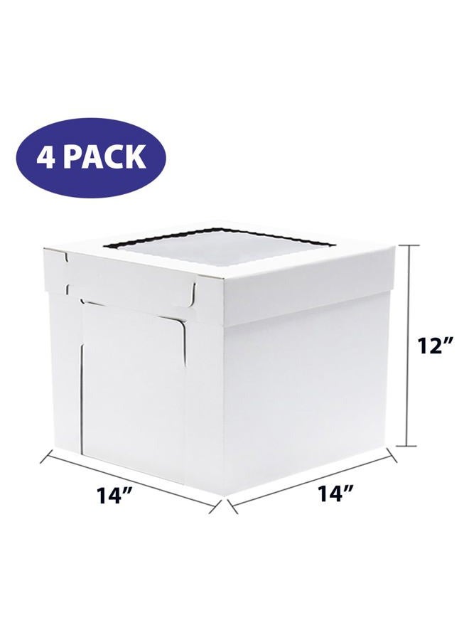 JJO Tall Cake Boxes for Tier Cakes, 14x14x12 Inches 4 Pack,Tiered Cake Boxes with Window,Disposable Cake Containers, Sturdy Tall Cake Carrier, Layer Cake Carrier,Wedding Cake Boxes - Image 2