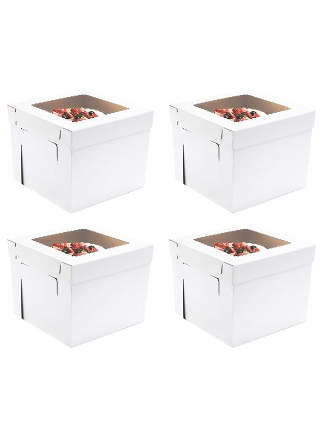 JJO Tall Cake Boxes for Tier Cakes, 14x14x12 Inches 4 Pack,Tiered Cake Boxes with Window,Disposable Cake Containers, Sturdy Tall Cake Carrier, Layer Cake Carrier,Wedding Cake Boxes - Image 1
