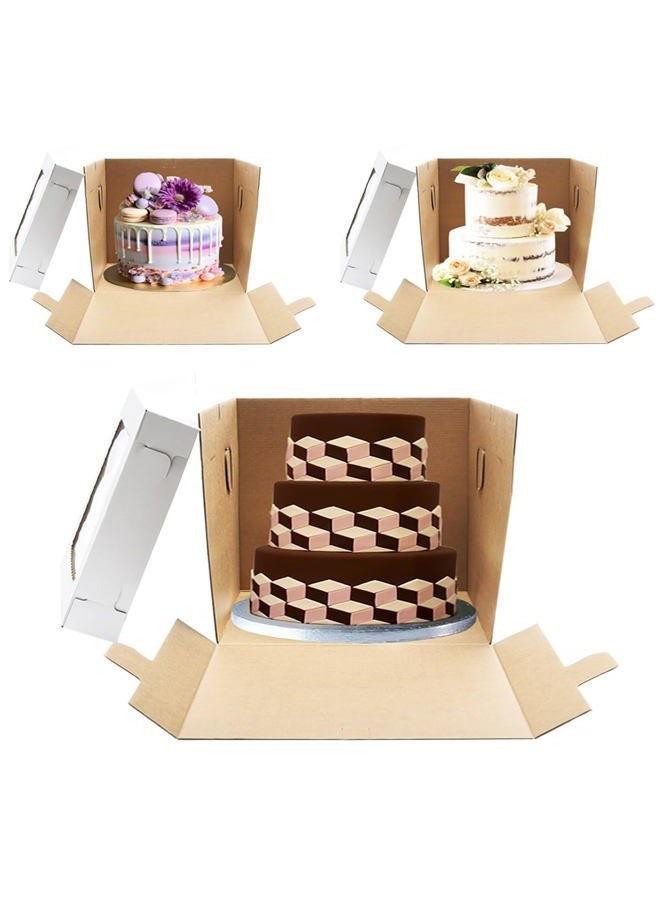 JJO Tall Cake Boxes for Tier Cakes, 14x14x12 Inches 4 Pack,Tiered Cake Boxes with Window,Disposable Cake Containers, Sturdy Tall Cake Carrier, Layer Cake Carrier,Wedding Cake Boxes - Image 3