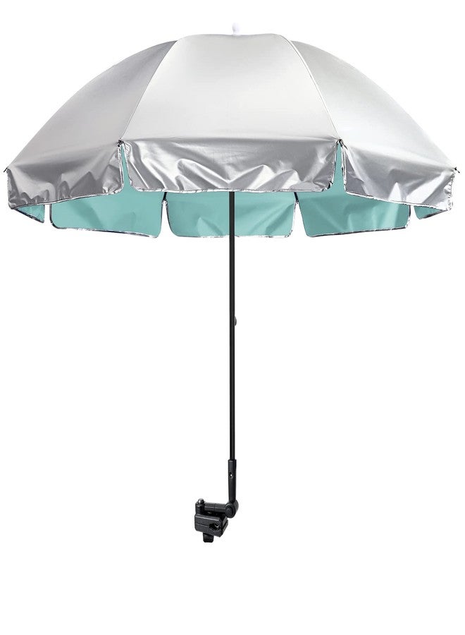 G4Free Universal Clamp On Umbrella 55 Inch Adjustable Outdoor UV Protection Beach Chair Umbrella for Strollers Wheelchairs Patio Chairs Beach Chairs and Golf Cart, Lake Blue/Silver - Image 1