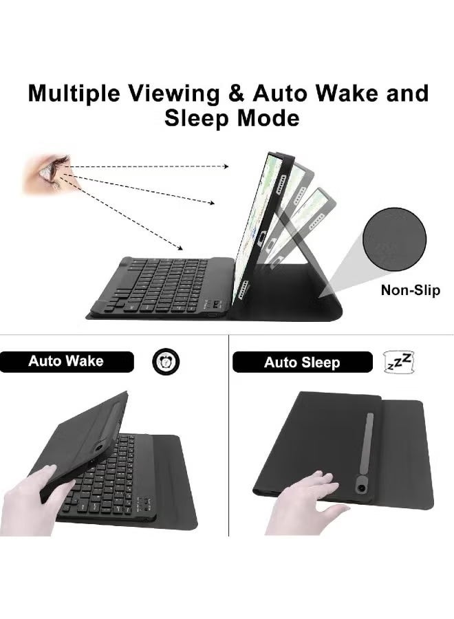 ZOOMEE Keyboard Case for Samsung Galaxy Tab S10 Lite/S10 FE 2025/S9 FE 2023/ S9 2023-UK Layout Bluetooth Detachable Wireless Keyboard for Tab S10 Lite/S10 FE/S9 FE/S9(10.9''/11'')-Black - Image 2