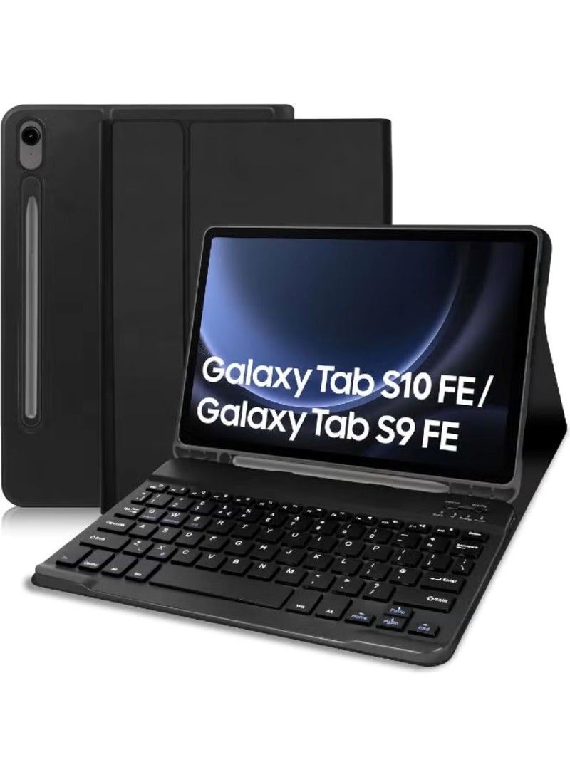 ZOOMEE Keyboard Case for Samsung Galaxy Tab S10 Lite/S10 FE 2025/S9 FE 2023/ S9 2023-UK Layout Bluetooth Detachable Wireless Keyboard for Tab S10 Lite/S10 FE/S9 FE/S9(10.9''/11'')-Black - Image 1