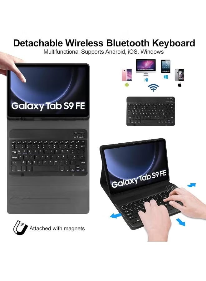 ZOOMEE Keyboard Case for Samsung Galaxy Tab S10 Lite/S10 FE 2025/S9 FE 2023/ S9 2023-UK Layout Bluetooth Detachable Wireless Keyboard for Tab S10 Lite/S10 FE/S9 FE/S9(10.9''/11'')-Black - Image 4