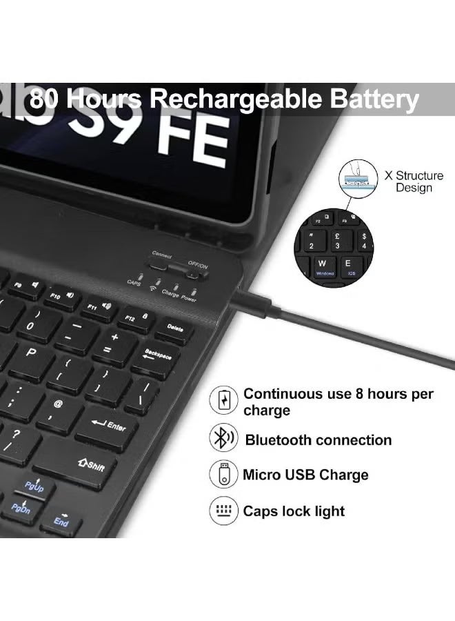 ZOOMEE Keyboard Case for Samsung Galaxy Tab S10 Lite/S10 FE 2025/S9 FE 2023/ S9 2023-UK Layout Bluetooth Detachable Wireless Keyboard for Tab S10 Lite/S10 FE/S9 FE/S9(10.9''/11'')-Black - Image 3