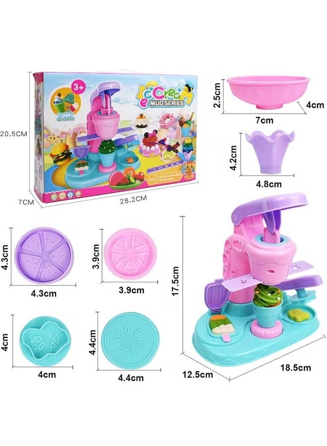 Fun colored clay ice cream machine, Color dough for kids play toys with 12 cans dough, Wonderful toy ice cream clay machine, Colored clay DIY dessert making toy set, children's educational toys, plasticine mold tool set - Image 2