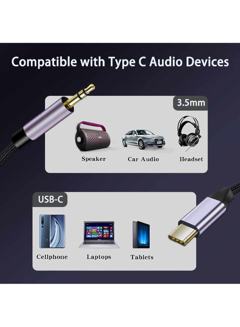 Rock Pow USB C to 3.5mm Cable DAC Type C to 3.5mm Headphone Adapter Audio Male Jack Plug Cable Car Stereo Compatible with iPhone 15 Series iPad Pro/Air Samsung S23 Ultra S22 Note20 Tab S7 Pixel 5-1M  - Image 4