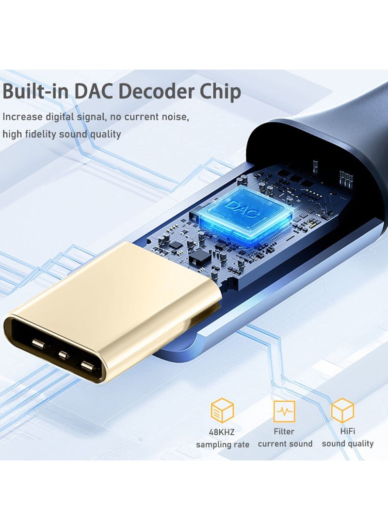 Rock Pow USB C to 3.5mm Cable DAC Type C to 3.5mm Headphone Adapter Audio Male Jack Plug Cable Car Stereo Compatible with iPhone 15 Series iPad Pro/Air Samsung S23 Ultra S22 Note20 Tab S7 Pixel 5-1M  - Image 5