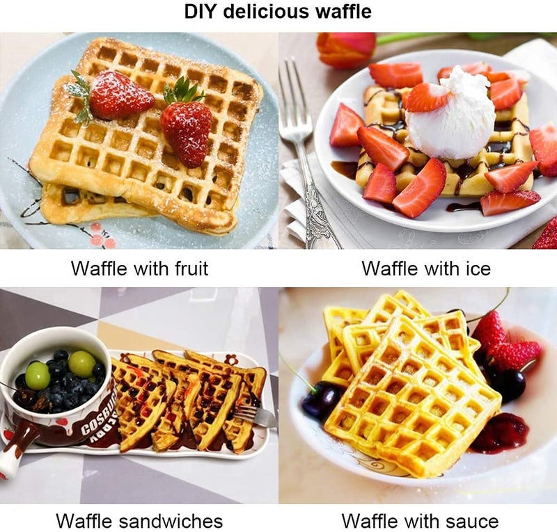 RBGIITWaffle Maker Machine With Comfortable Handle For Kitchen Gas Stove Non Stick Waffle Maker Pan Press Plate Cooking Baking Tool with Long Handle Low Power Consumption Black_2 - Image 4