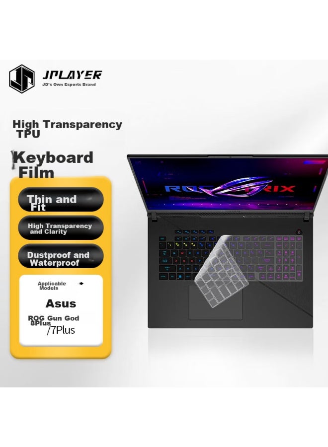Jplayer Asus Rog Strix G17/17 Plus Keyboard Cover, Strix G17/17 Plus Ultra Edition Protective Film, Highly Transparent Ultra-thin Invisible Sticker, Anti-dirt Waterproof Dust Cover Tpu - Image 1
