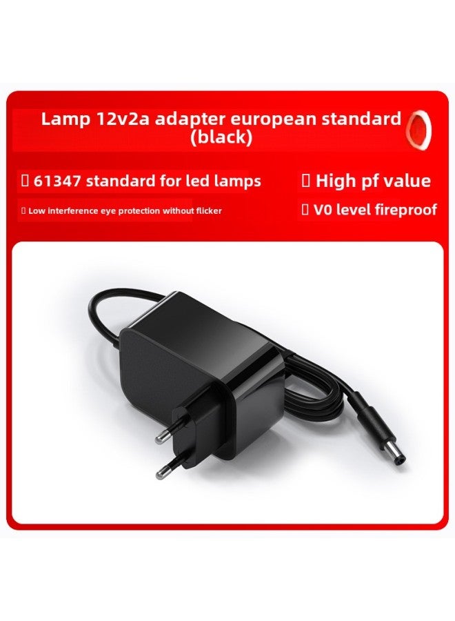 24V1A Lamps 61347 Standard German Standard European Standard LED Table Lamp Nail Lamp CE/GS Certified Power Adapter-Color:12v2a Dedicated Lamps European Standard Gs Certification Black-Specifications:DC Head 5.5*2.1  - Image 1