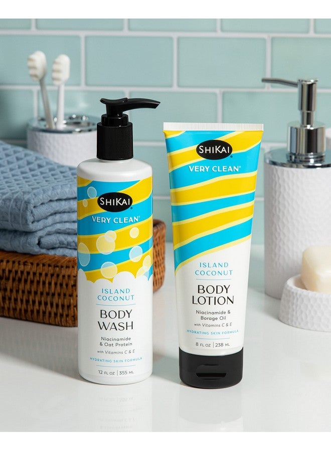 شيكاي لوشن الجسم النظيف جدًا (جوز الهند الجزيرة 8 أونصة) مرطب للبشرة الجافة مع زيت لسان الثور النياسيناميد وفيتامين C وE - Image 3