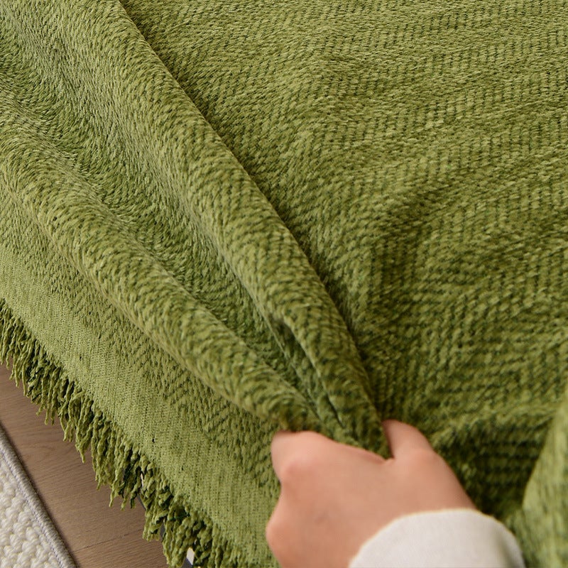 Herringbone Pattern Sofa Towel Cover Cloth Sofa Cushion Four Seasons Universal High-End Sense Full Cover Universal Cover Cover Blanket - Image 3