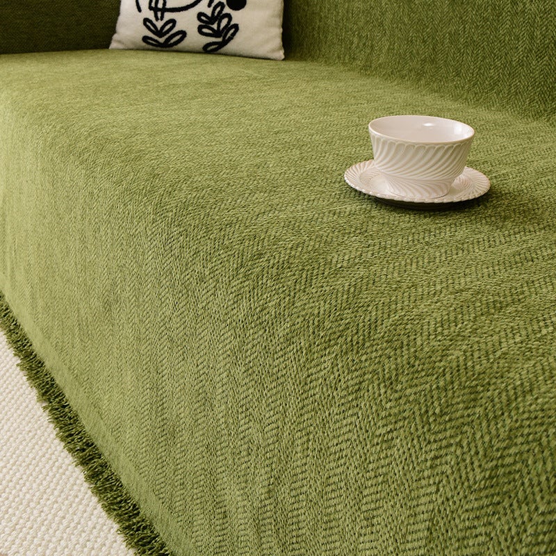 Herringbone Pattern Sofa Towel Cover Cloth Sofa Cushion Four Seasons Universal High-End Sense Full Cover Universal Cover Cover Blanket - Image 5