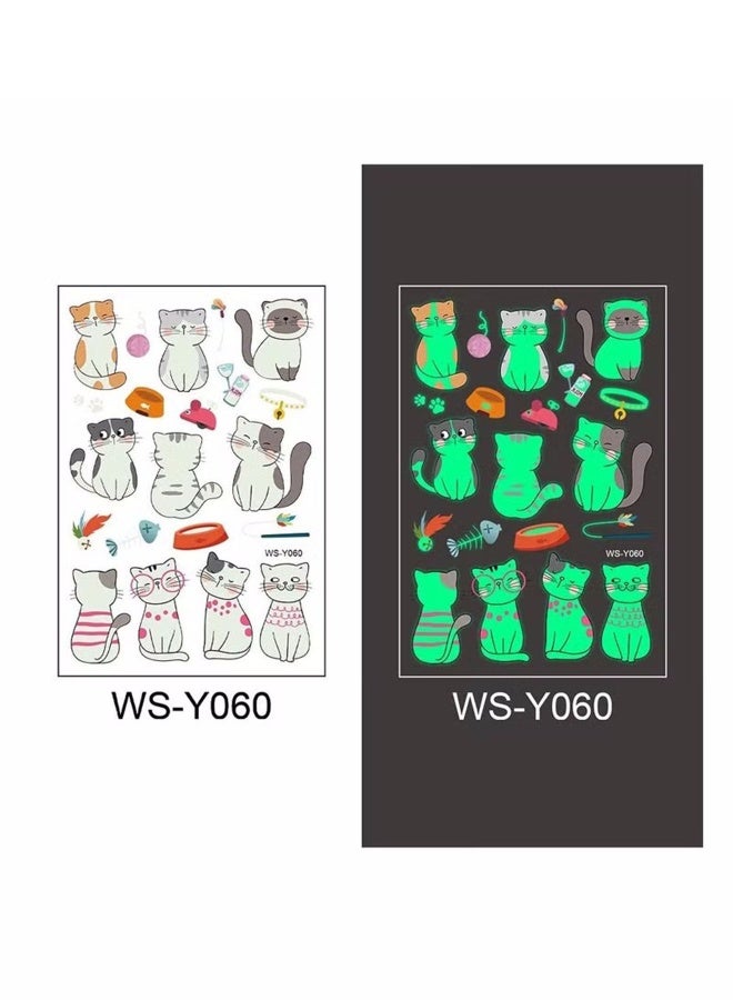 10 Sheets Cat Glow Temporary Tattoos for Kids Waterproof Luminous Tattoo Sticker Glow Mixed Style Cartoon Tattoo Waterproof Fake Tattoo Stickers Party Supplies Gifts for Boys and Girls - Image 3
