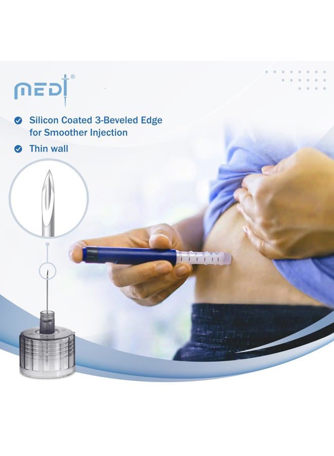 Generic Medt - Fine Insulin Pen Needles (31G 5mm) - Diabetic Needles for Insulin Injections, Ultra Fine Compatible with Most Diabetes Pens - 100 Ct, Pack of 1  - Image 2