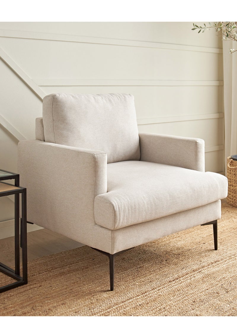 House One Chair|Swedish Wood and Linen 88x85x90 cm- Beige - Image 1