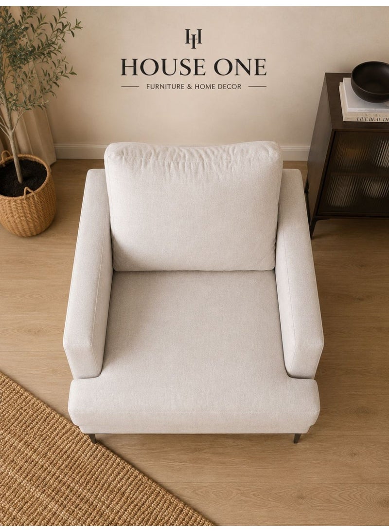 House One Chair|Swedish Wood and Linen 88x85x90 cm- Beige - Image 2