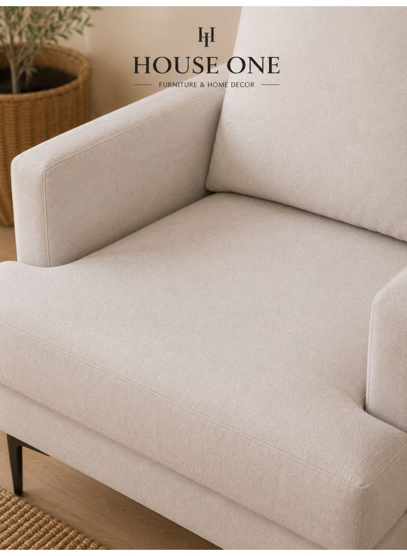 House One Chair|Swedish Wood and Linen 88x85x90 cm- Beige - Image 3