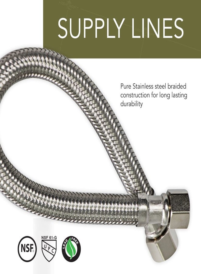 HIGHCRAFT Long Stainless Steel No Lead Braided Flexible Supply Line with 3/8" MIP and 3/8" FIP Compression Connections, 12" - Image 3