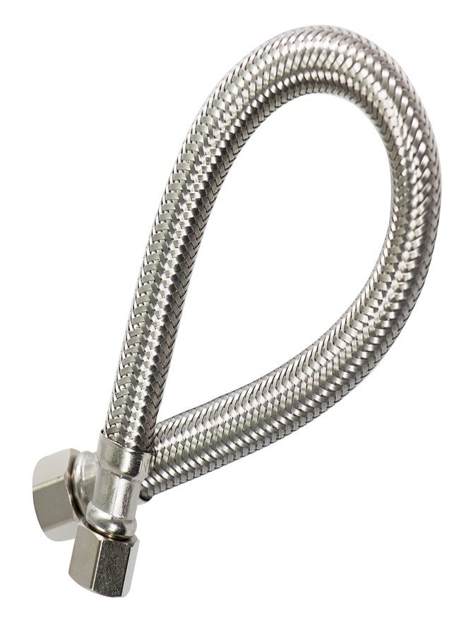 HIGHCRAFT Long Stainless Steel No Lead Braided Flexible Supply Line with 3/8" MIP and 3/8" FIP Compression Connections, 12" - Image 1