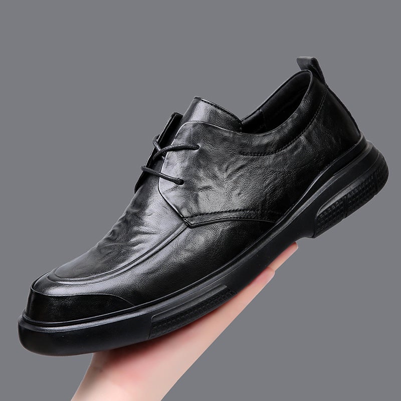 2024 Spring New Mens Leather Business Casual Shoes Black height increasing 
