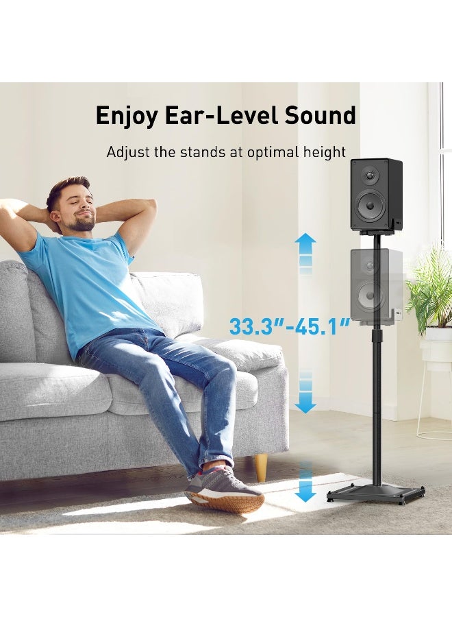 PERLESMITH Universal Speaker Stands for Surround Sound Height Adjustable Extend 333to 451 Floor Speaker Stand for Satellite  Studio  Bookshelf Speakers up to 11LBS1 Pair Black PSSS2 - Image 2
