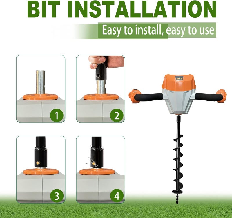 Longrun Earth Auger Drill Bit for Garden Fence Post, 3" x 31.5" Auger Post Hole Digger, 0.79”(20mm) Inner Shaft Franch Bit for Planting Trees and Bedding, Bulbs, Seedlings, Gardening, Large Fencing - Image 3