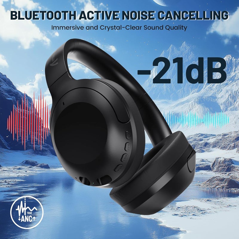 LexonElec Attack Shark G300 Wireless Active Noise Cancelling Headset, Bluetooth 5.3 Deep Bass HD Stereo Sound Over Ear, 20H Playtime, Built-in Mic Lightweight Design 3.5mm Gaming Headset (Black) - Image 2