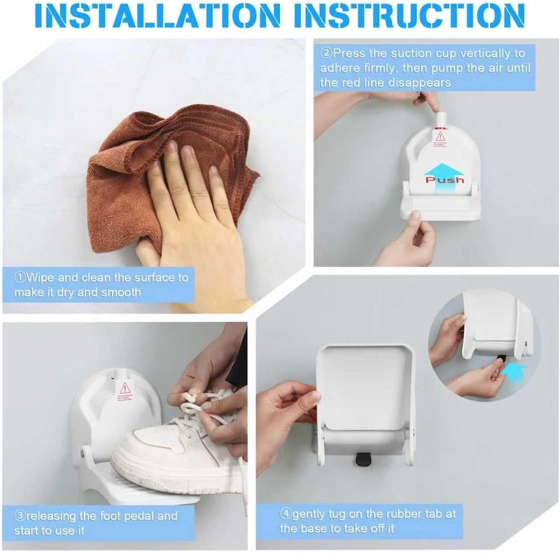CLIO Foldable Shower Foot Rest with Suction Cup for Shaving Legs，Anti-Slip Shower Pedal with No Drilling Suction Cup for Pregnant Woman u0026 Back Pain Sufferers- Reduce Body Strain u0026 Bending Over - Image 5