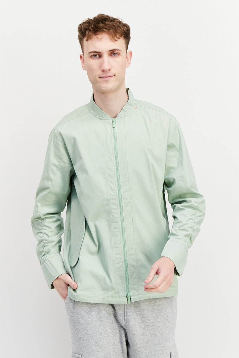 TRIBE OF 6 Men Plain Bomber Jacket, Light Green - Image 1