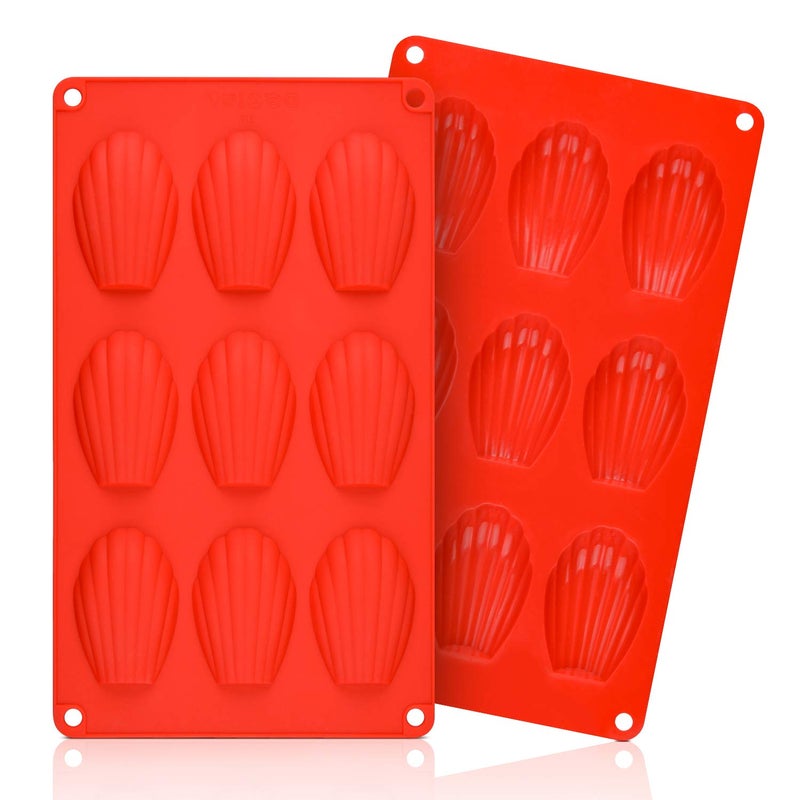 CAKETIME Silicone Madeleine Pans - 9 Cups Madeleine Mold for Small Cake, Chocolate, Cookies Pack of 2 - Image 1
