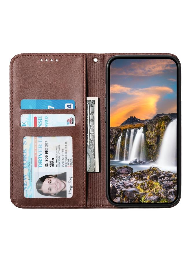 اس-توب جراب لهاتف OPPO Reno12 F 4G / 5G / F27، جراب هاتف من الجلد المغناطيسي بتصميم شبكي مكعب من الهند - Image 4