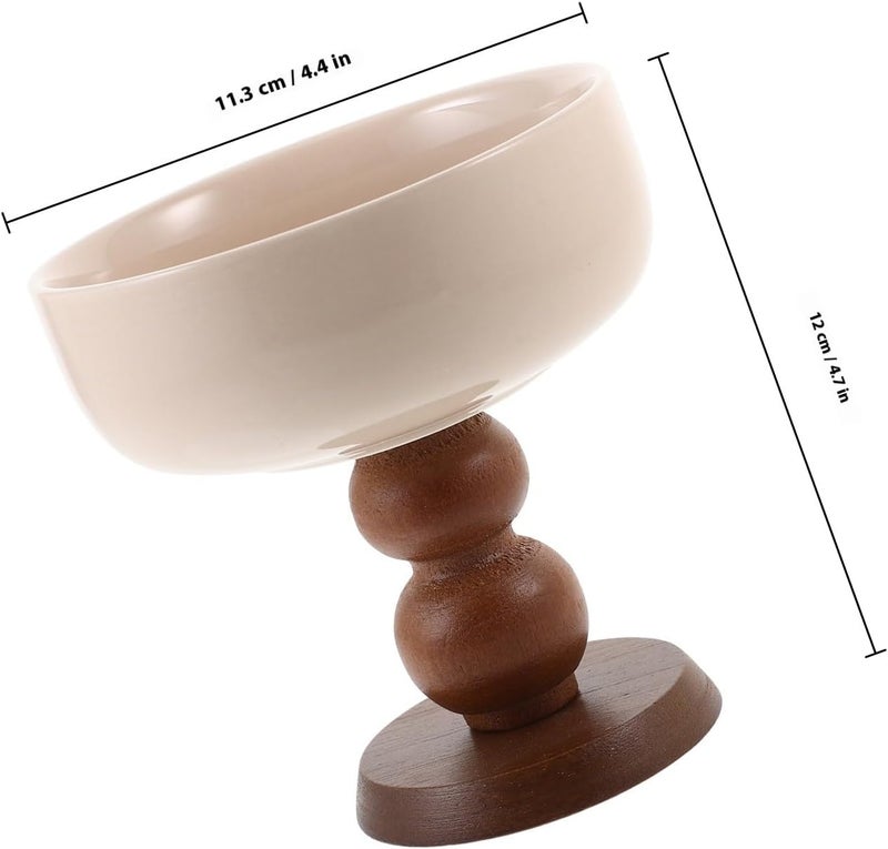 Creative Footed Dessert Bowl Milk Shake Cup Ceramic Ice Cream Serving Dish with Brown Base for Home Use - Image 2