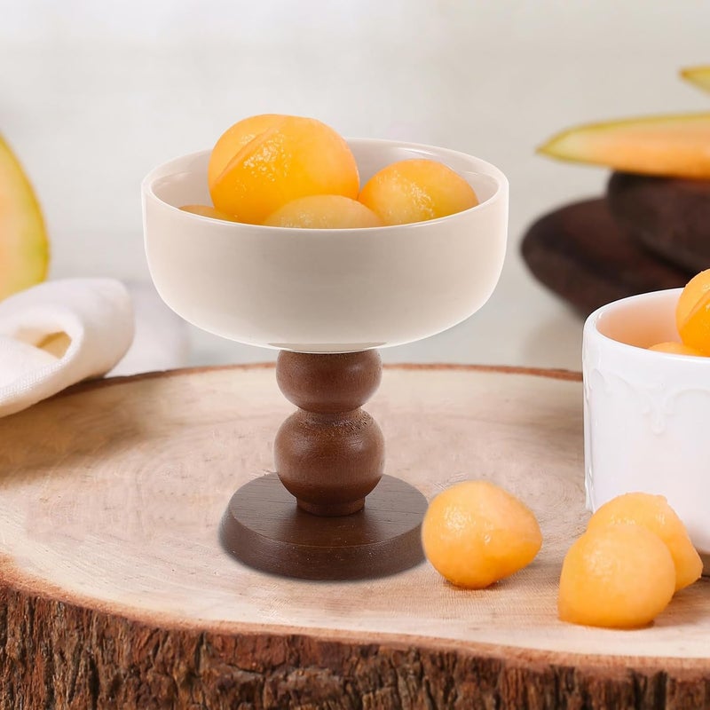 Creative Footed Dessert Bowl Milk Shake Cup Ceramic Ice Cream Serving Dish with Brown Base for Home Use - Image 4