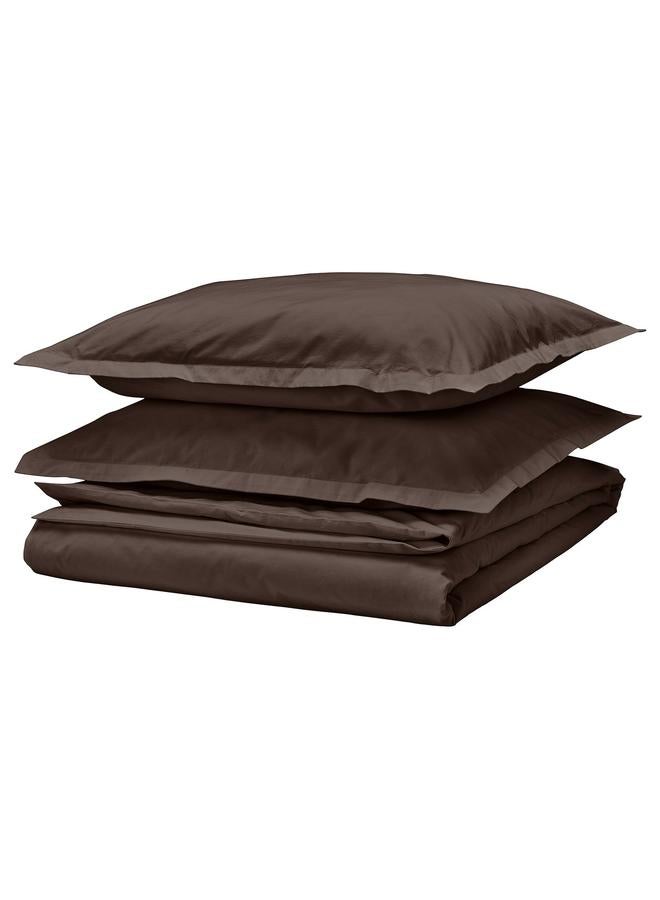 erorex Duvet Cover And 2 Pillowcases, Brown, 240X220/50X80 Cm - Image 1