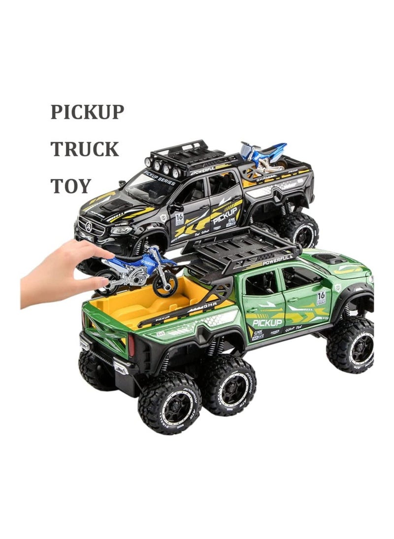 1/24 metal pickup toy truck,car for boys over 3 years old toys,six wheel alloy die casting pull back car toy (Green)  - Image 3