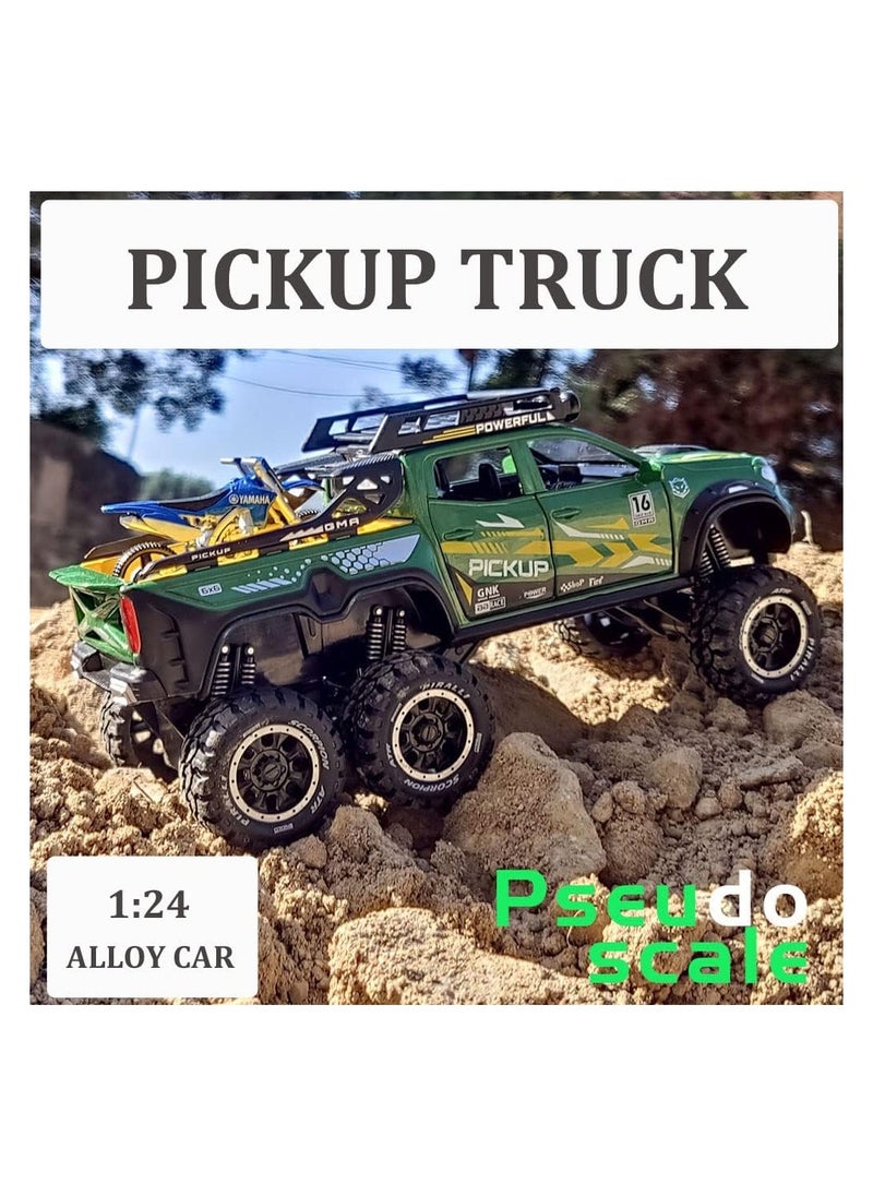 1/24 metal pickup toy truck,car for boys over 3 years old toys,six wheel alloy die casting pull back car toy (Green)  - Image 2